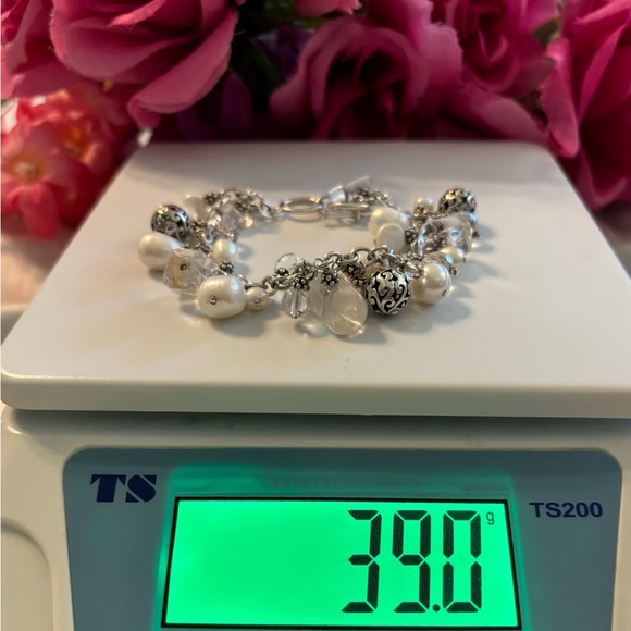 Silpada Rare Hostess Cha~Cha Beaded Sterling Silver, Pearl and Quartz Bracelet - Picture 15 of 15